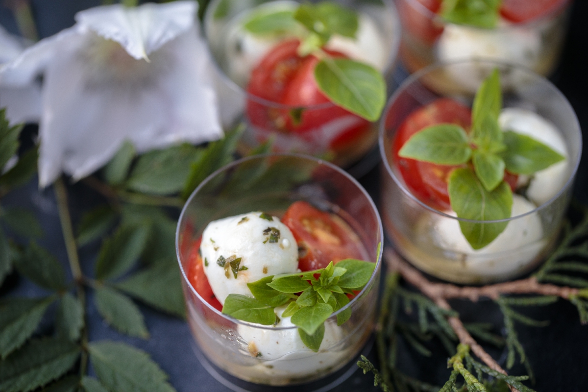 Классический капрезе с соусом песто